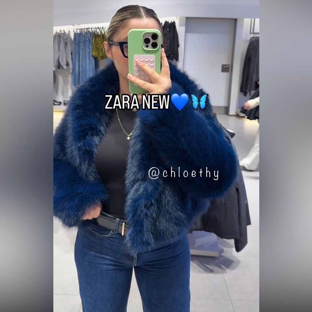 Zara FAUX FUR SHORT COAT - Picture 11 of 16